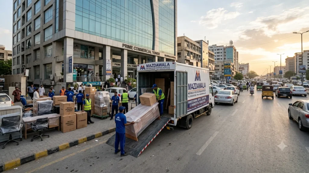 Office Shifting In Shahrah-e-Faisal Karachi | Office Shifting Near Me | Mazdawala 12 Professional office shifting in Shahrah-e-Faisal Karachi by Mazdawala with secure packing and commercial relocation services