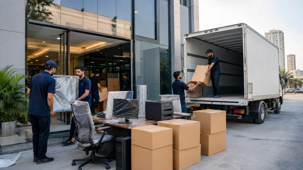 Professional Office Shifting Services in PIDC Karachi | Mazdawala 2 Professional office shifting services in PIDC Karachi with trained movers packing office furniture and equipment